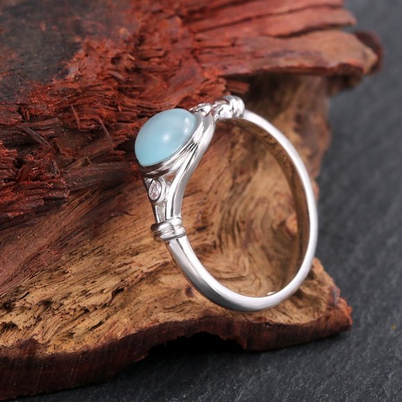 💍 New Blue Oval Opal Refine Fever Trendy Silver Rings for Women, EVGG1403 - Picture 3 of 3